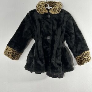 KC Collections Dressy Jacket Kids S Black Faux Fur Fit Flare Girls‎ Coat
